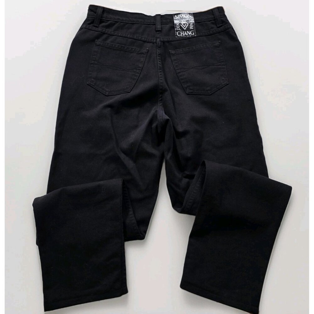 Simon Chang Jeans Women 14 Black High Rise Cotton Denim Canada Made Straight Leg - Picture 16 of 16